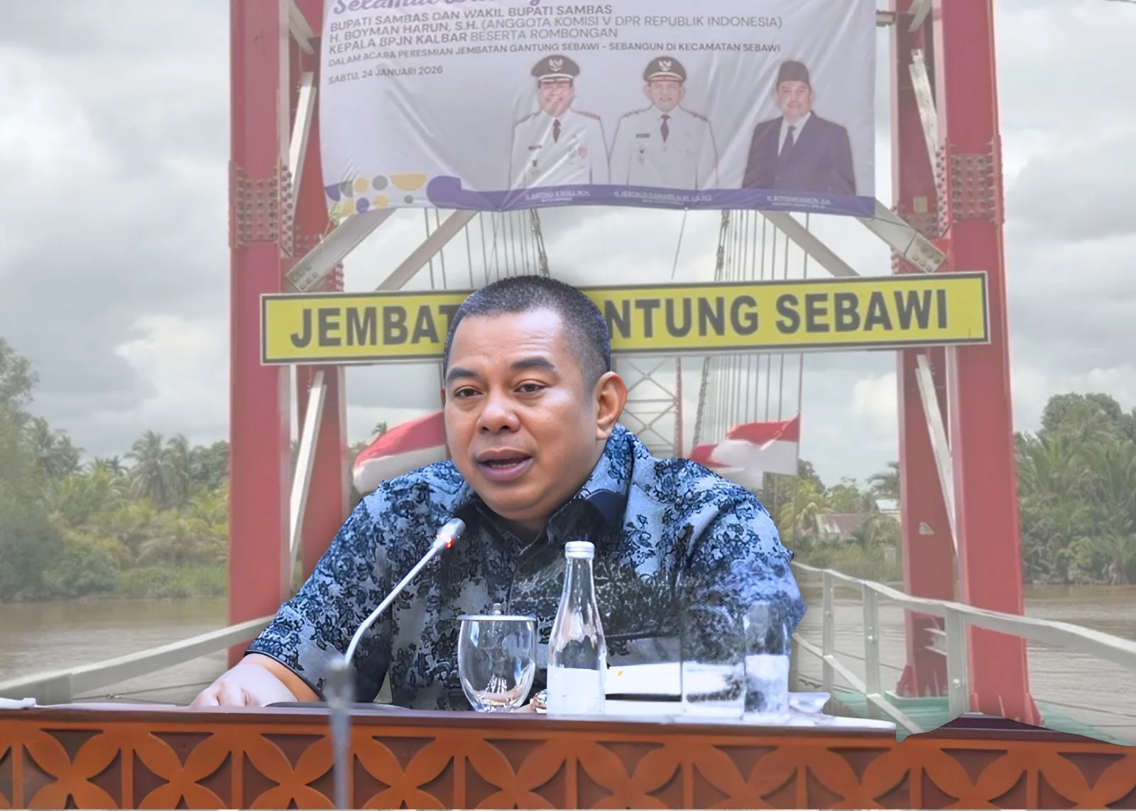 Boyman Harun Resmikan Jembatan Gantung Sebawi, Dorong Akses dan Ekonomi Masyarakat Sambas